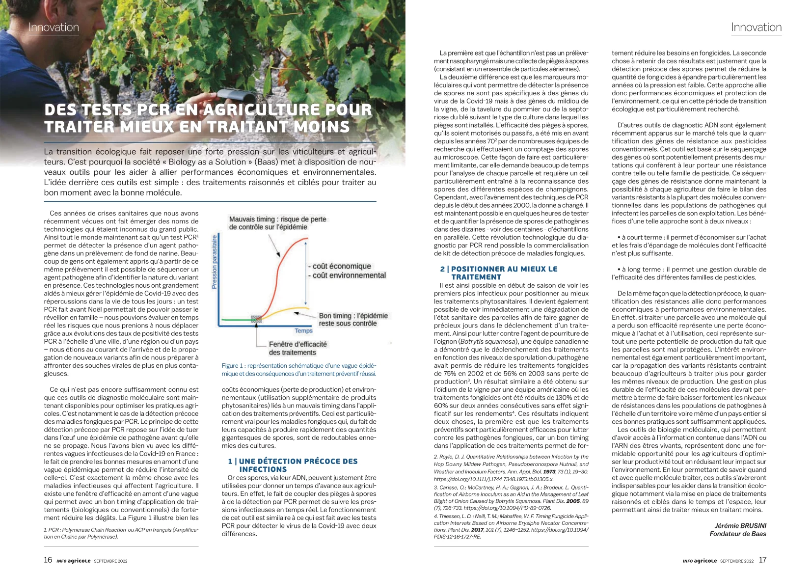 Double page d'Info Agricole n°170 : « Des tests PCR en agriculture pour traiter mieux en traitant moins »